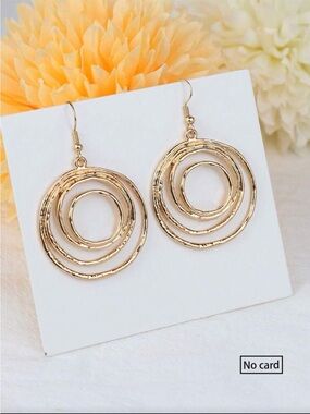 Elegant Yellow Gold Tone Multi-Ring Hoop Earrings - Women Jewelry